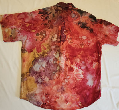 Hand Dyed, Button-down Short Sleeve Shirt.