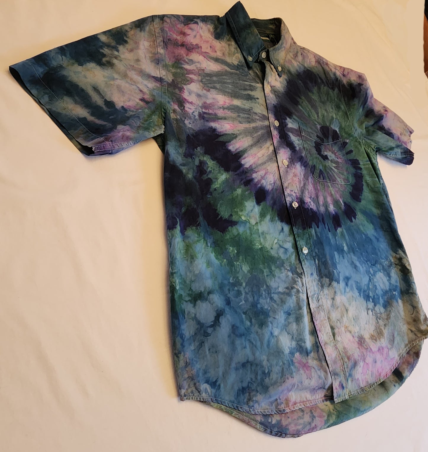 Hand Dyed, Button-down Short Sleeve Shirt