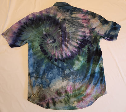 Hand Dyed, Button-down Short Sleeve Shirt