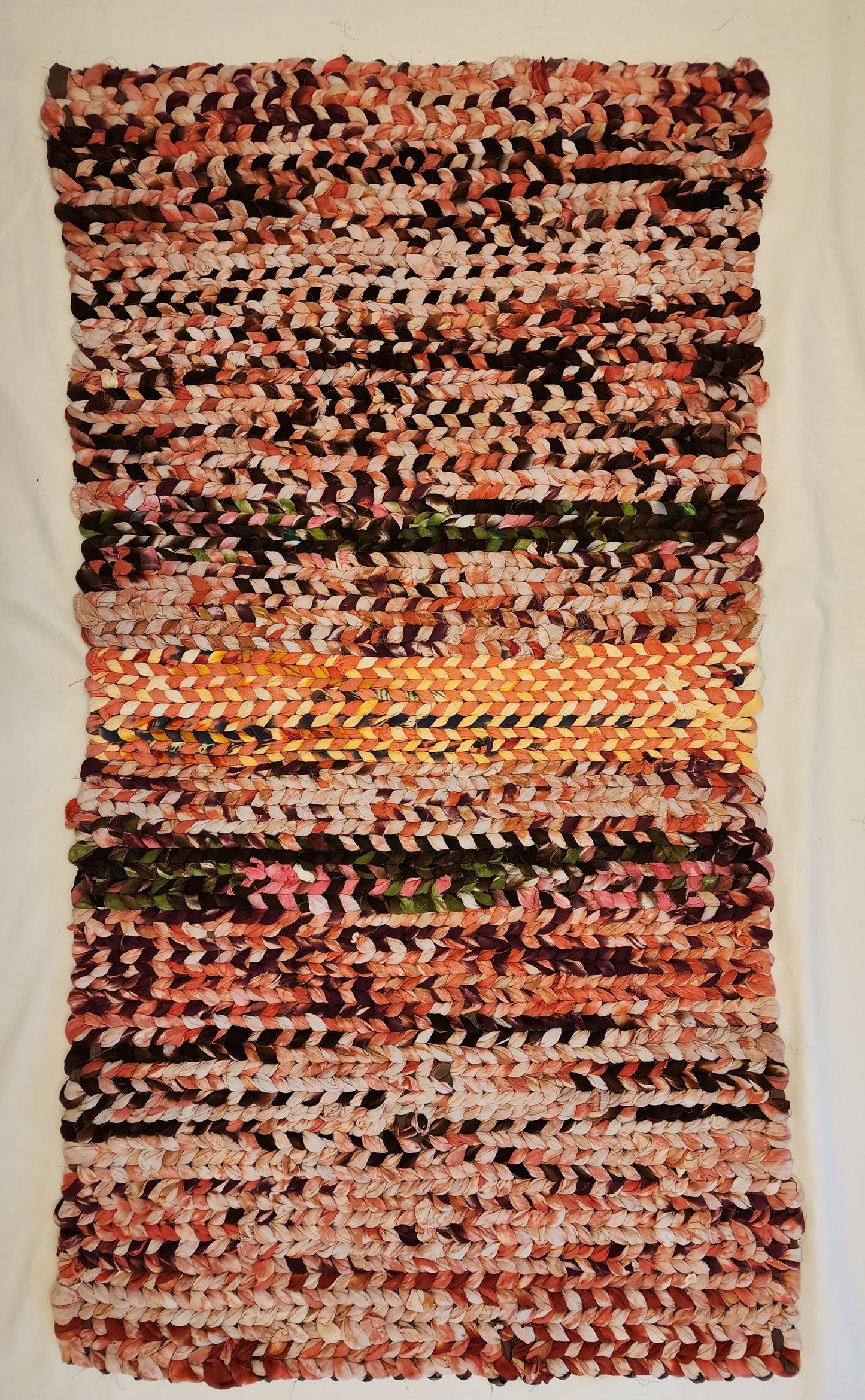 Twined T-Shirt Rug, made with Hand Dyed shirts.