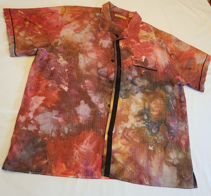 Hand Dyed , Button-down Short Sleeve Shirt