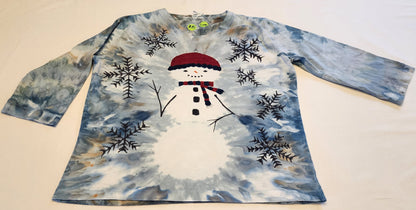 Hand-drawn and Dyed Holiday Snowman Shirt