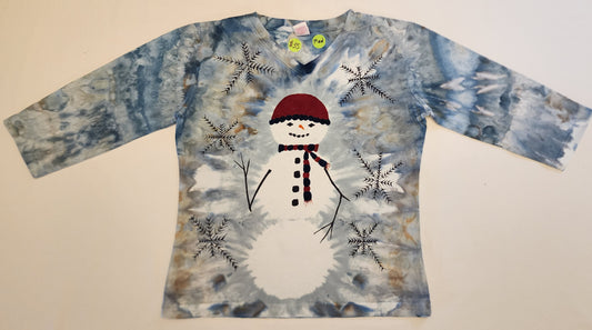 Hand-drawn and Dyed Snowman Shirt