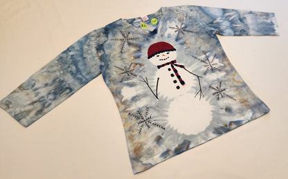 Hand-drawn and Dyed Snowman Shirt