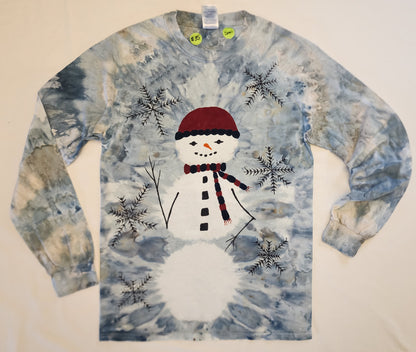 Hand-drawn and Dyed Snowman Shirt