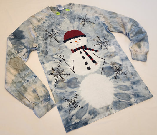 Hand-drawn and Dyed Snowman Shirt